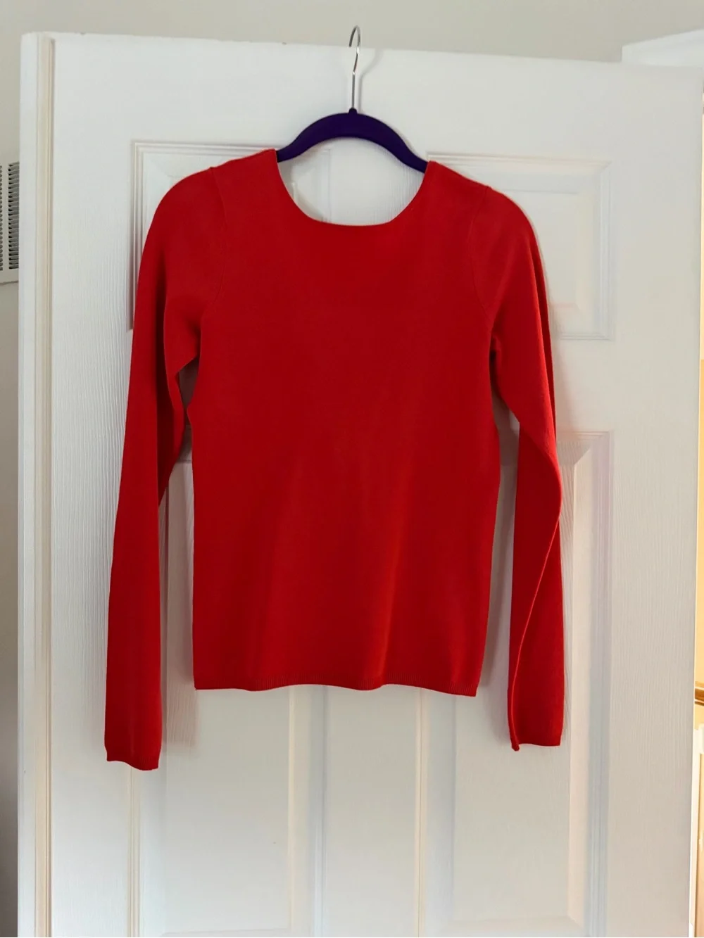 DKNY Red Long-Sleeve Crewneck Top